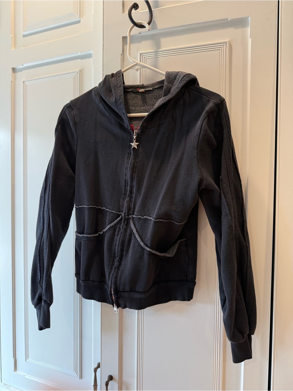 People's Liberation Girls Black Hooded Zip-Up Jacket